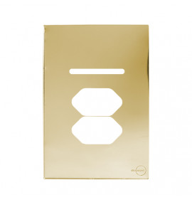 Placa p/ 1 Interruptor + Tomada dupla 4x2 - Novara Glass Dourado